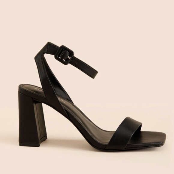 Madden Girl womens Winni black pleather open square toe high heel sandals - Picture 1 of 5